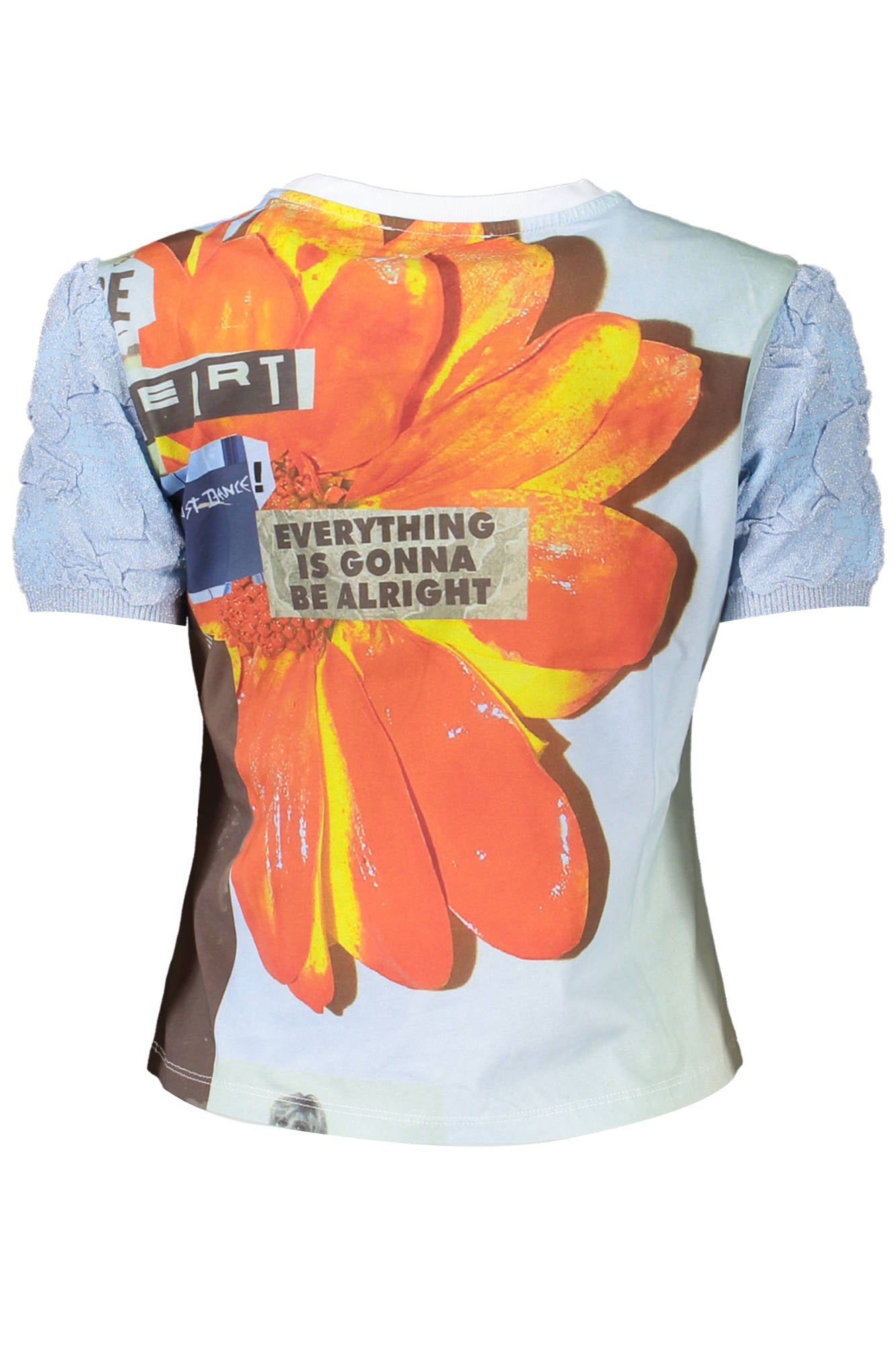 DESIGUAL T-SHIRT MANICHE CORTE DONNA AZZURRO