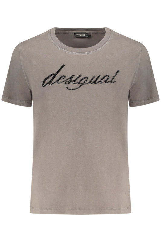 DESIGUAL T-SHIRT MANICHE CORTE DONNA GRIGIO